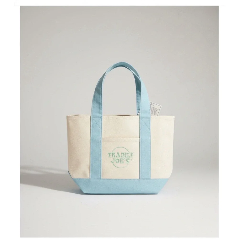 Trader Joe's Mini Canvas Tote Bag Unisex Pink Blue Green‎ Purple NEW Limited Ed